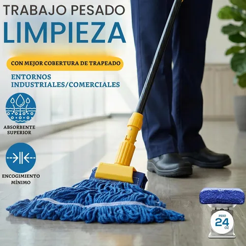 Vista 2 de KLEEN HANDLER Reemplazo de cabezal de trapeador comercial de extremo de bucle de 24 onzas, paquete de 3