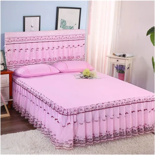 Vista 17 de OTBK Falda de cama individual blanca con volantes y borlas, estilo bohemio, falda de cama con encaje, volantes, floral, Shabby Chic juegos de ropa