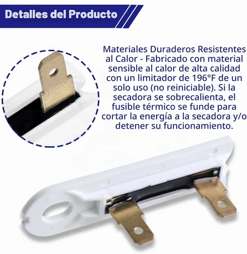 Vista 4 de 3392519 WP3392519 Fusible térmico para secadora para Whirlpool, Maytag, Kenmore