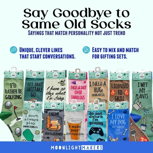 Vista 55 de Moonlight Makers Funny Colored Socks, Novelty Socks, Stocking Stuffer, Unisex Socks