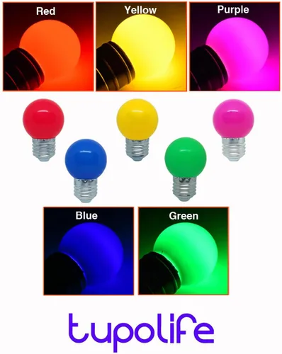 Vista 6 de Bombilla de luz CC de 12 V, bombillas LED de bajo voltaje, verde de 1 W G14 G45 Mini Globe E26, luces nocturnas de colores, equivalente a 10 W