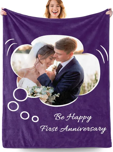Vista 18 de Manta personalizada con fotos, manta personalizada con fotos con texto en inglés "I Love You", regalo de cumpleaños para novia, novio, esposa