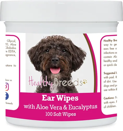 Vista 59 de Healthy Breeds Affenpinscher Toallitas de limpieza de oídos con aloe y eucalipto para perros, 100