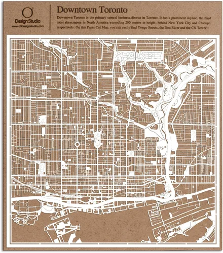 Vista 111 de O3 Design Studio Aberdeen - Mapa de papel cortado en papel blanco de 12 x 12 pulgadas