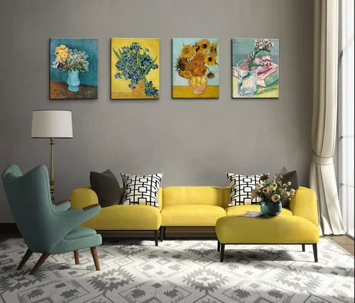 Vista 5 de dgbtcart Girasoles Lirios Florero de Flores por Vincent Van Gogh Arte de Pared en Lienzo, Reproducciones de Pinturas Clásicas Impresiones Obra