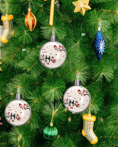 Vista 4 de Adornos de bolas de Navidad para árbol de Navidad, decoraciones de Navidad inastillables para el día de San Valentín, diseño de pájaro, corazón