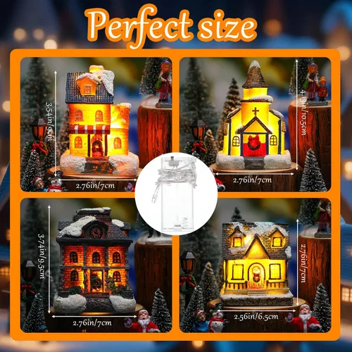 Vista 3 de Wettarn Juego de 26 piezas de aldeas de Navidad con luces LED, figuras de Navidad, decoración de casas de pueblo de Navidad, edificio coleccionable