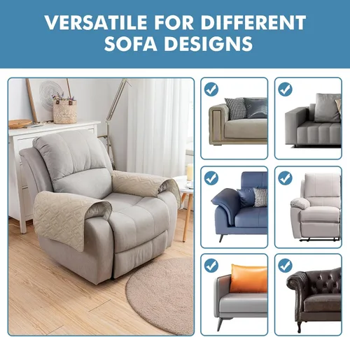 Vista 6 de Genina Juego de 2 Fundas de Reposabrazos para Sofá 100% Impermeables, Fundas para Reposabrazos de Sofá, Sillón, Protectores Antideslizantes