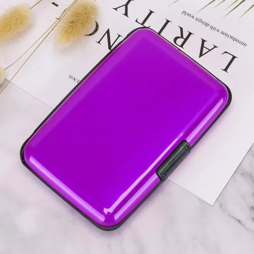 Vista 7 de Elfish.- Funda protectora de aluminio contra RFID, para tarjetas de crédito, carcasa rígida para tarjetas de presentación, cartera de metal