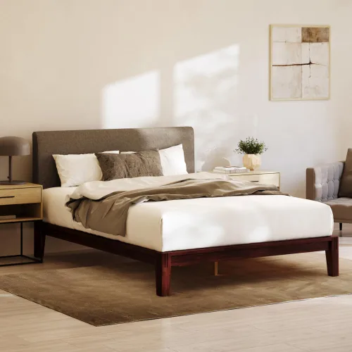 Vista 14 de Nectar Base de cama y cabecera de plataforma de bambú, natural, tamaño King, patas de soporte central flotantes, altura de 12 pulgadas, fácil