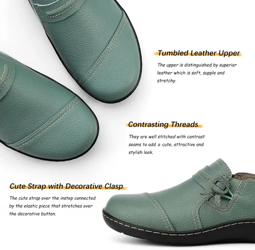 Vista 3 de LAZYPOP Mocasines de cuero clásicos y cómodos para mujer, bonitos zapatos de vestir informales, ligeros, para caminar, zapatos planos