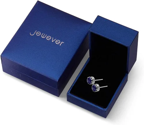 Vista 7 de Jeeless - Pulsera de plata de ley 925 con diseño de lirio del valle + pendientes de lapislázuli con diseño de corona para mujer