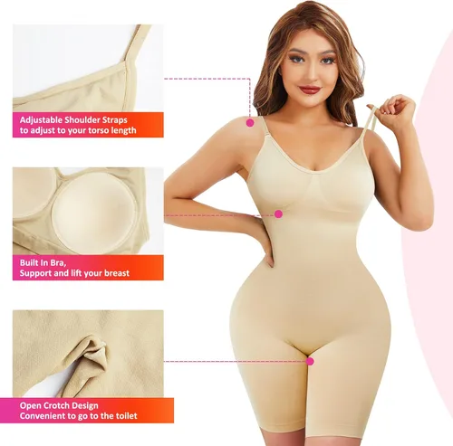 Vista 2 de Eleady Faja moldeadora sin costuras para mujer, con control de abdomen, para entrenamiento de cintura, cuerpo completo, camiseta con cuello en V