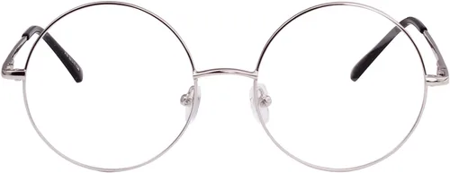 Vista 2 de Marco de gafas retro redondo de metal sin receta con lente transparente de resorte