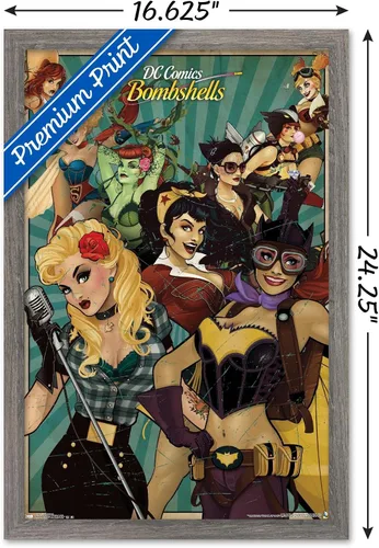 Vista 3 de Trends International DC Comics - Bombshells Wall Poster, 14.725" x 22.375", Barnwood Framed Version