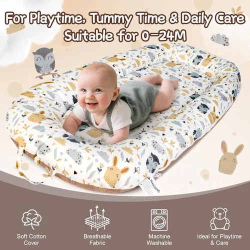 Vista 2 de Tumbona para bebé, tumbona para recién nacido de 0 a 24 meses, portátil y suave, regalos esenciales para bebés, tumbona portátil transpirable