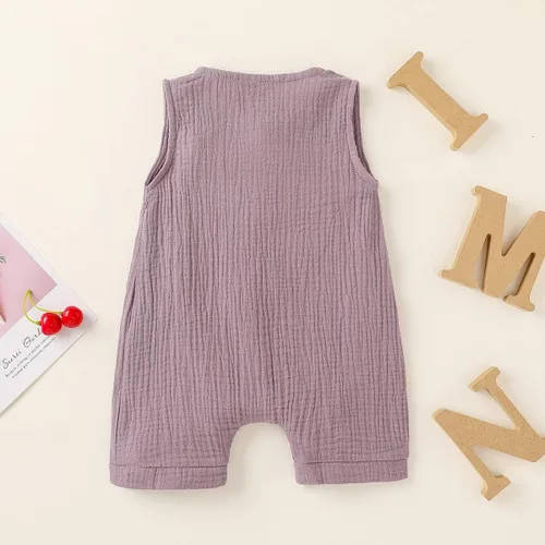 Vista 3 de Conjunto de ropa de algodón y lino para bebés recién nacidos y niñas