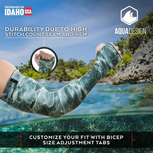 Vista 4 de Aqua Design Arm Sun Sleeves para hombres Protección UV Antebrazo Compresión Cubiertas