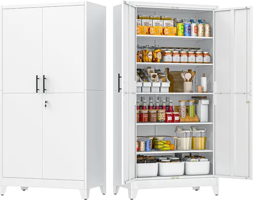 Vista 17 de GAIOUS Gabinete de despensa de 75.2 pulgadas de alto, gabinete de Blanco