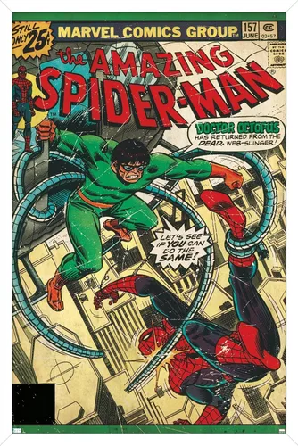 Vista 11 de Marvel Comics Spider-Man - Póster de pared Amazing Spider-Man #157, 22.4 pulgadas de largo x 14.7 pulgadas de ancho, versión enmarcada de madera