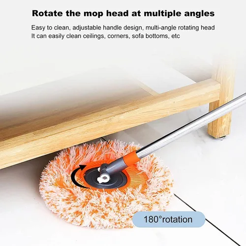 Vista 5 de Trapeador de limpieza ajustable giratorio de 360° – Nueva fregona extensible de limpieza de pared, trapeador giratorio de microfibra de mango largo