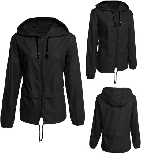 Vista 5 de ETOSELL Chaqueta casual para mujer, impermeable, ligera, con capucha, rompevientos y bolsillos