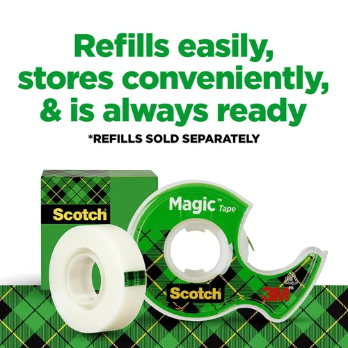 Vista 7 de Scotch Magic Tape, Dispensador recargable, 3/4" x 300", paquete de 3