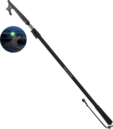 Vista 9 de SANLIKE Aluminum Boat Hook, 5 Section Telescopic Dock Pole, Black Scratch-Resistant Boat Hook With Luminous Bead, Improved Visibility At Docks