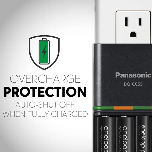 Vista 5 de Panasonic BQ-CC55KSBHA Advanced Eneloop pro - Batería recargable de 4 horas, cargador rápido con 4 luces LED indicadoras de carga, color negro