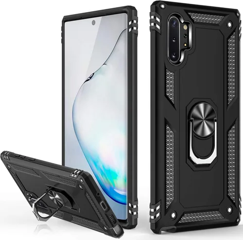 Vista 8 de LUMARKE Funda protectora para Galaxy Note 10, pasa 16 pies, prueba de caídas de grado militar, resistente con soporte de anillo magnético, Negro