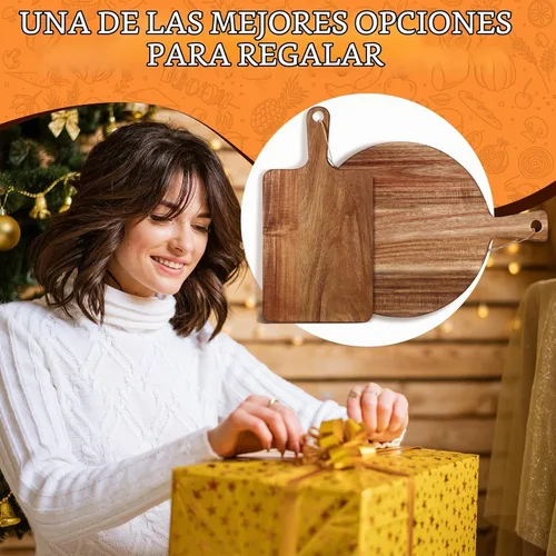 Vista 7 de Hsei - 2 tablas de cortar de madera de acacia, vibrante, 16 x 12, 13.7 x 7 pulgadas