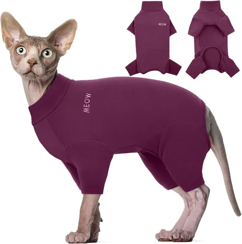 Vista 12 de ROZKITCH Suéter XS para Gato, Suéteres Suaves y Transpirables Solo para Sphynx, Abrigo con Cuatro Patas, Suéter Cálido Camiseta Pijama Mono Chaleco