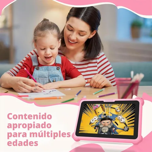 Vista 4 de Tableta para niños, tabletas de 7 pulgadas para niños de 3 a 12 años, tableta para niños pequeños con funda de soporte, tabletas de computadora