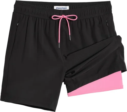 Vista 23 de maamgic Traje de Baño para Hombre 2 en 1, Pantalones Cortos de Natación de 17.8 cm para Hombre, Trajes de Baño, Pantalones Cortos de Tabla
