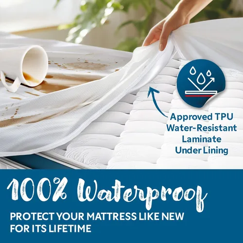 Vista 5 de Protector de colchón Guardmax con cremallera funda contra insectos para cama 100% impermeable suave, hipoalergénico y transpirable