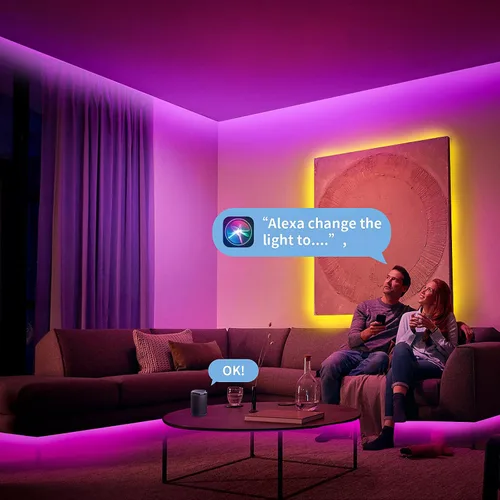 Vista 3 de KSIPZE Tira de luces LED inteligentes con WiFi, luces LED RGB+IC para dormitorio, trabajo con Alexa, control de aplicación, sincronización