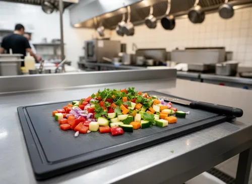 Vista 6 de Thirteen Chefs Tabla de cortar de plástico con ranura para jugos, tabla de cortar pequeña para carne, parrilla, barbacoa, ahumar, frutas y más - 18