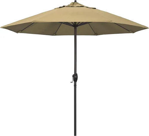 Vista 13 de California Umbrella Sombrilla redonda de aluminio de 9 pies para terraza, piscina o patio, manivela elevadora, inclinación automática, poste