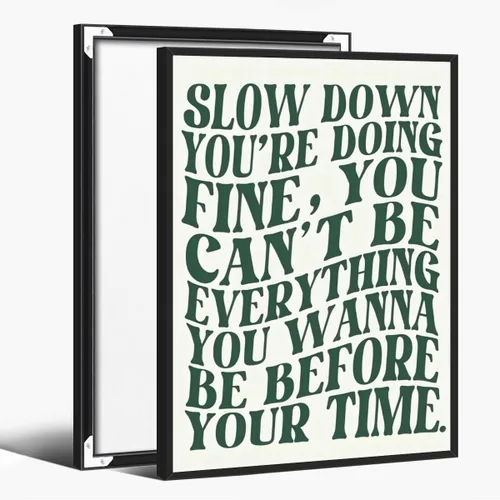 Vista 17 de Lienzo rosa para pared, arte de pared Slow Down Youre Doing, arte de pared fino, recordatorio diario, afirmaciones positivas, estimulante, frase