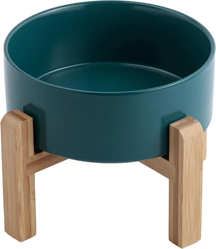 Vista 8 de Cuenco de cerámica elevado y elevado para perros de razas pequeñas y medianas, cuenco de agua con soporte, plato de alimentación pesado Gris