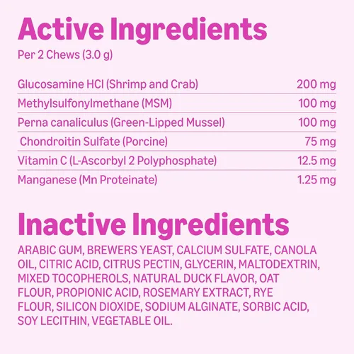 Vista 7 de Amazon Basics Suplemento diario masticable para cadera y articulaciones para perros con glucosamina, MSM y vitamina C, sabor a pato, 60