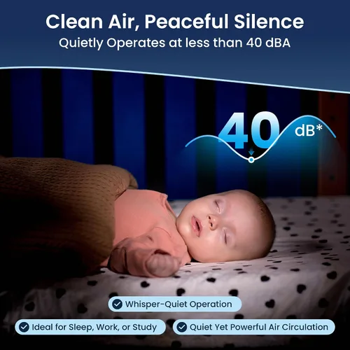 Vista 6 de QuartzAir - Negro - Purificador de aire HEPA H13 para habitaciones grandes - Hasta 3000 pies cuadrados - Purificador de aire doméstico resistente
