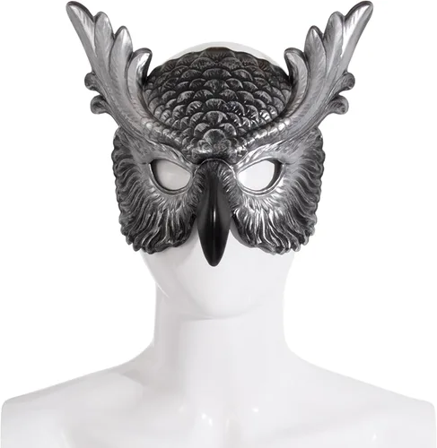 Vista 11 de whitefeather Máscara decorativa de búho, media cara, accesorio de disfraz de Halloween