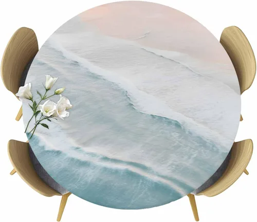 Vista 20 de Mantel Ajustado de Hongos para Mesa Redonda, Cubierta de Mesa de Cocina Botánica Pastoral Floral con Borde Elástico Tela Impermeable, Cubiertas Negro