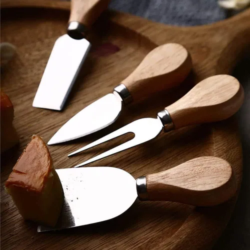Vista 6 de Linwnil Juego de cuchillos de queso, 16 cuchillos de queso con mango de madera de acero inoxidable para accesorios de tablero de embutidos