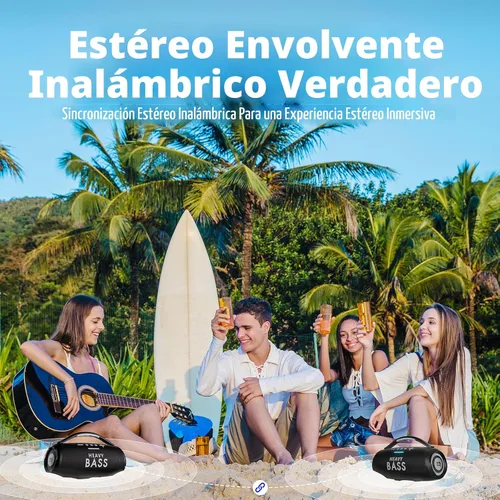 Vista 6 de Altavoces Bluetooth inalámbricos, altavoz portátil de 80 W máximo con graves profundos, tiempo de reproducción de 20 horas, IPX6 impermeable, doble