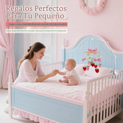 Vista 8 de Móvil de cuna de fresa para decoración de cuna de cuna para niñas Arco de fresa