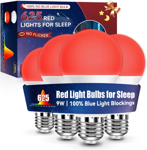 Vista 21 de Neporal Bombillas de Luz Roja de 625nm 3W para Dormir, Bombillas de Bloqueo 100% de Luz Azul para Promover la Melatonina, Bombilla LED A19