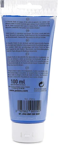 Vista 2 de Pebeo Studio Gouache - Pintura fluida - 3.4 fl oz - Azul cobalto - Fórmula mate de terciopelo - Para pintura acrílica e ilustración - Suministros
