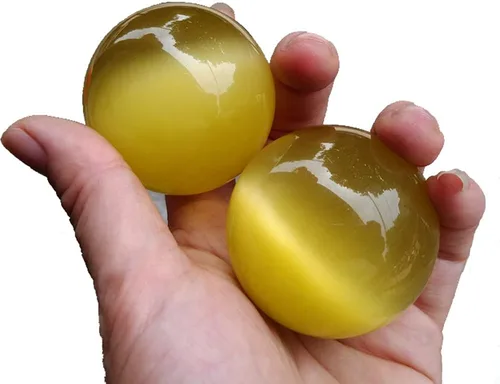 Vista 7 de Bolas artificiales de cristal Baoding de ojo de tigre de gato verde de 2 pulgadas, bolas de terapia de manos, bolas de estrés para aliviar